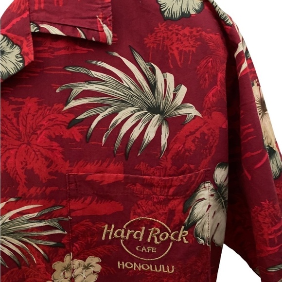 HARD ROCK CAFE Honolulu Aloha Hawaiian Tropical Floral Shirt Men L Large RARE! - Picture 3 of 7